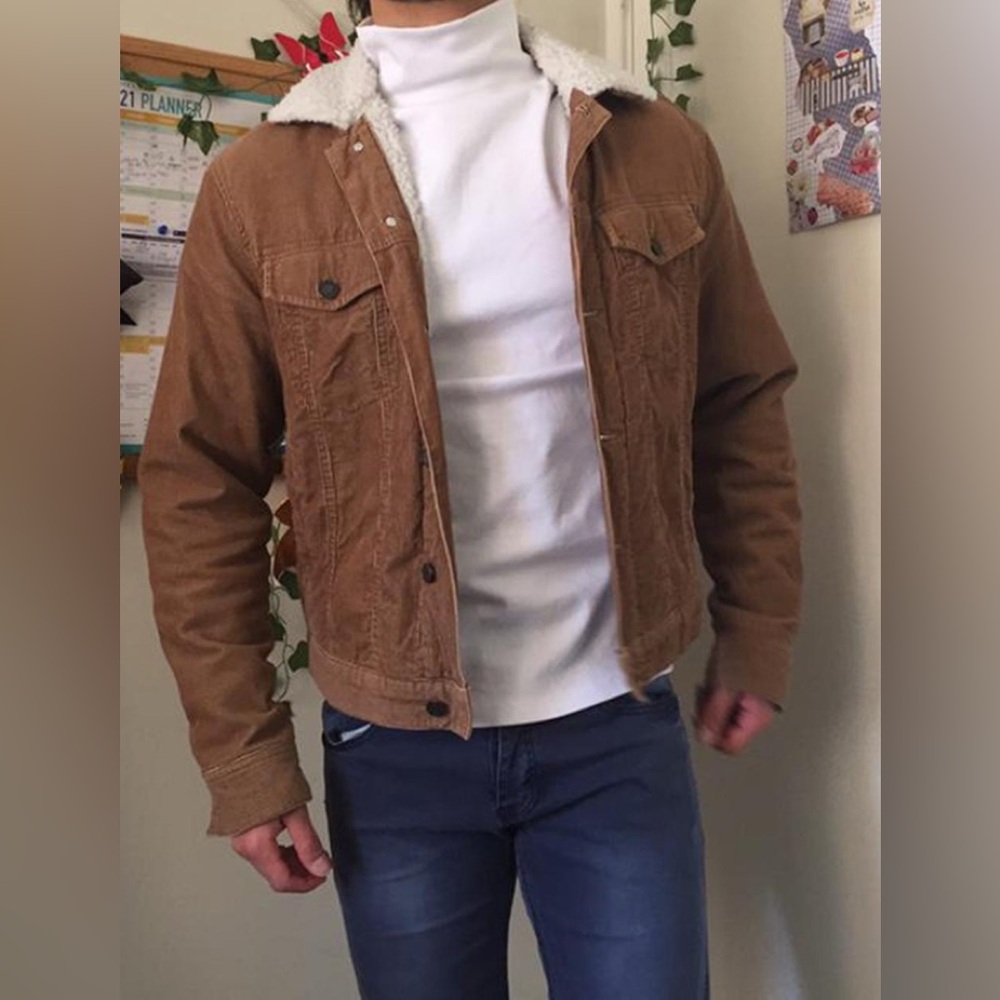 H&M Brown and White Jacket Corduroy